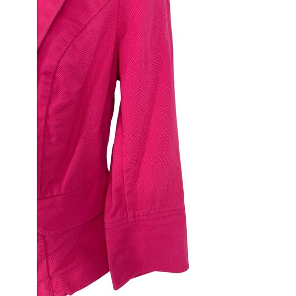 CAbi 310 Power Pink Peplum Cotton Women Single Button 3/4 Sleeve Blazer Size 4 - Picture 2 of 12